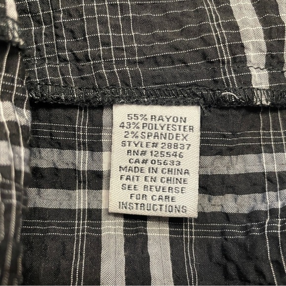 Habitat Top Boxy Button Up Black White Plaid Art Wear Lagenlook Sz. M - Picture 7 of 9